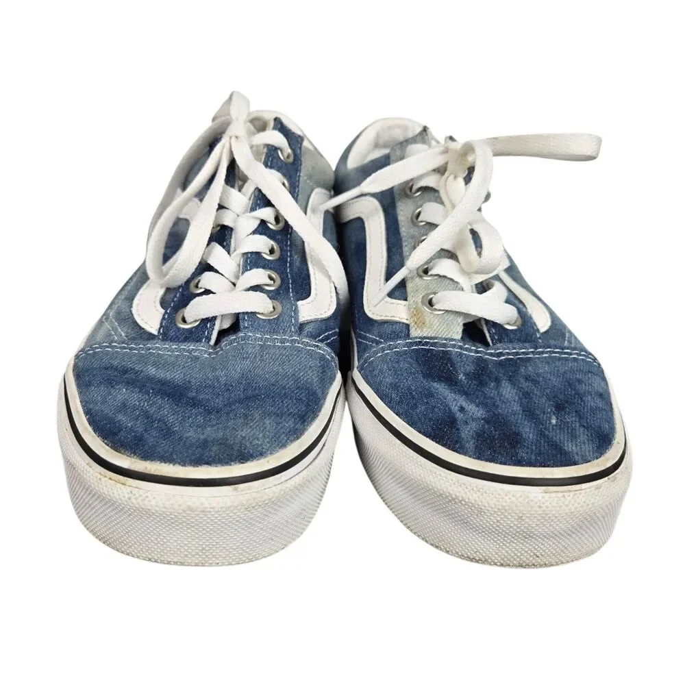 Vans Old Skool Acid Denim Skate Shoes Sneakers W 7.5 M 6 Blue White